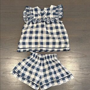 Blue and White Checkered Kids Matching Set